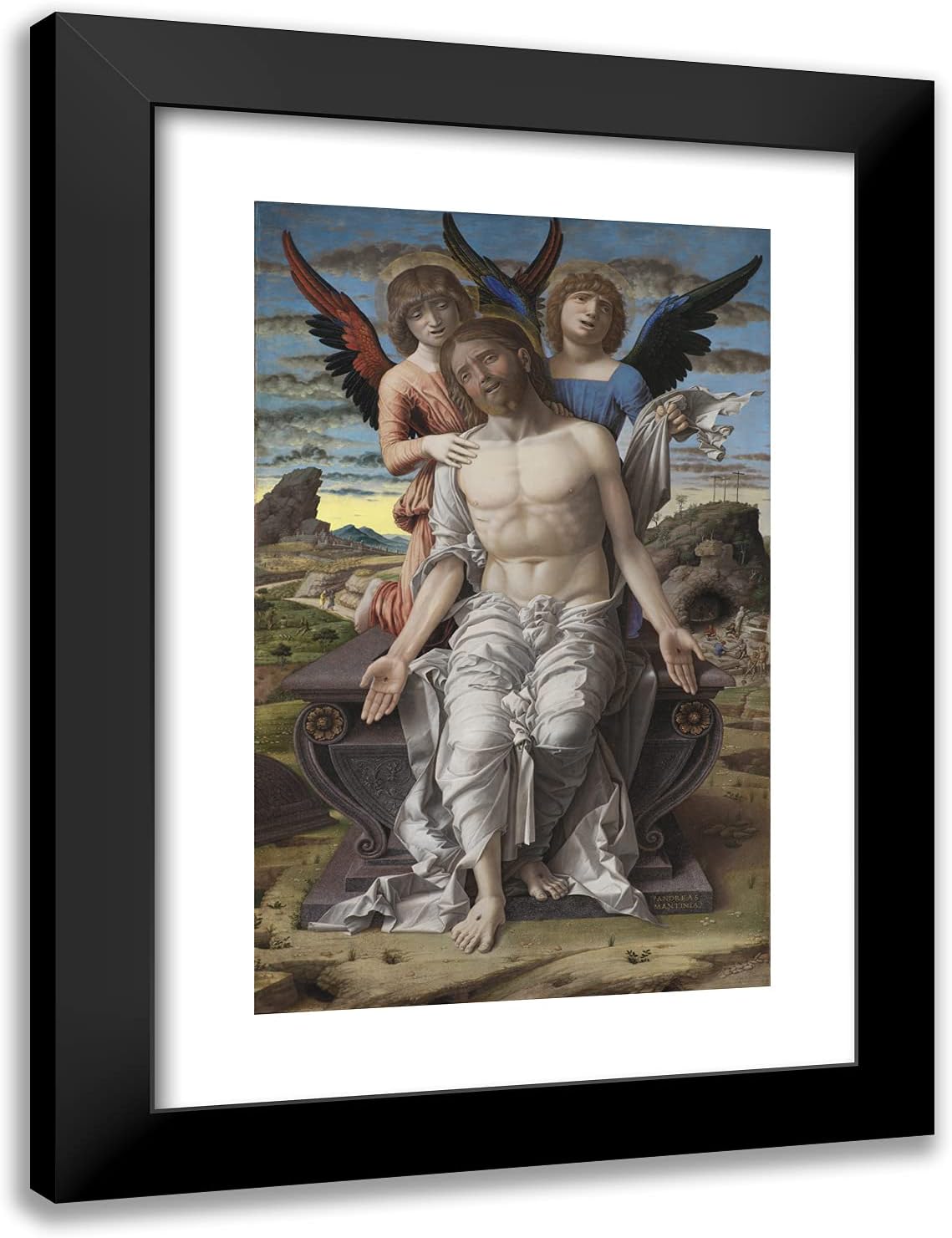 ArtDirect Mantegna, Andrea 18x24 Gold Ornate Framed Art Print with Double Matting Titled: Christ as the Suffering Redeemer