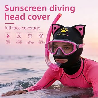 Snorkeling Facekini Sun Mask,UPF 50+ Sun Protection Facekini Diving Mask, Anti-UV Swim Mask with Breathable Fabric for Women Men, for Snorkeling Swimming Beach Vacation