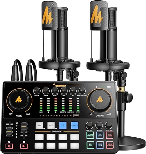 Miniatura 14 de MAONO Paquete de equipos de podcast: mezclador de interfaz de audio con entrada XLR dual para transmisión de podcasts - MaonoCaster E2 Gen2