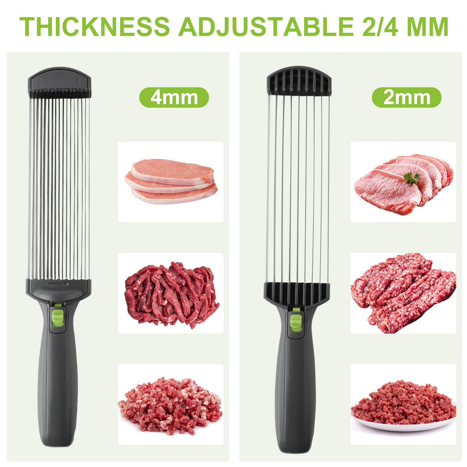 Fleischschneider, Meat Slicer Dicke Einstellbar 2 oder 4 mm, Fleischschneidemaschine Edelstahl Mit Saugnapfboden, Fleisch Schneidemaschine für Rindfleisch Schweinefleisch Lachs