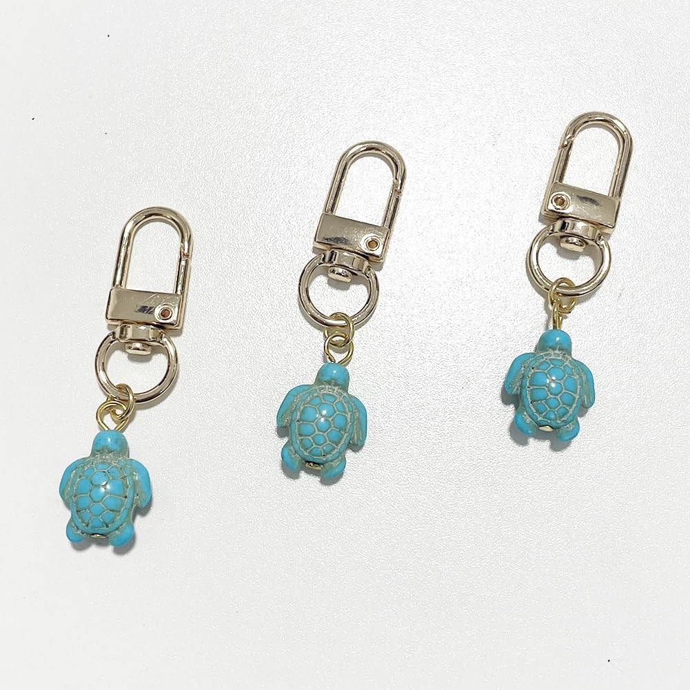 Small Sea Turtle Keychain 3pcs Set Cute Turquoise Blue Mini Lucky Key Chain for Women Pendant Bag Charm Car Key Ring