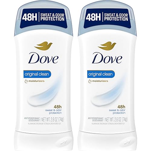 Dove Invisible Solid Antiperspirant Deodorant Stick 2 Count Original Clean, for Women, For All Day Underarm Sweat & Odor Protection 2.6 oz