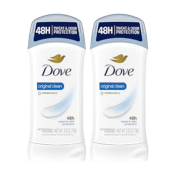 Dove Invisible Solid Antiperspirant Deodorant Stick 2 Count Original Clean, for Women, For All Day Underarm Sweat & Odor Protection 2.6 oz