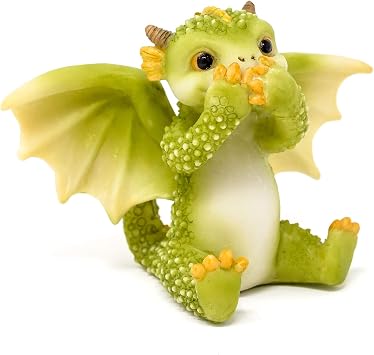 Top Collection Rex The Green Dragon - Mini Collectible Fantasy Figurine Speak No Evil
