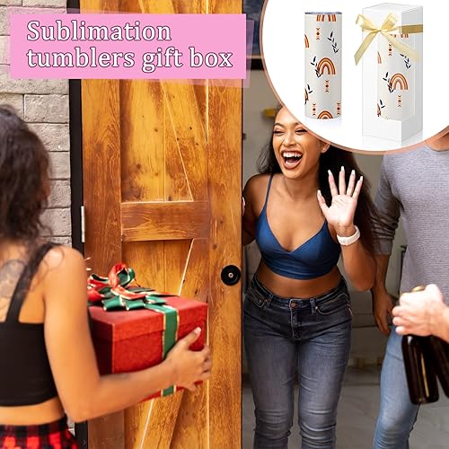 Miniatura 7 de PerKoop 36 cajas de regalo con cinta para vaso de sublimación, caja de regalo transparente, cajas de exposición, cajas de 12 onzas, 20 onzas, 30