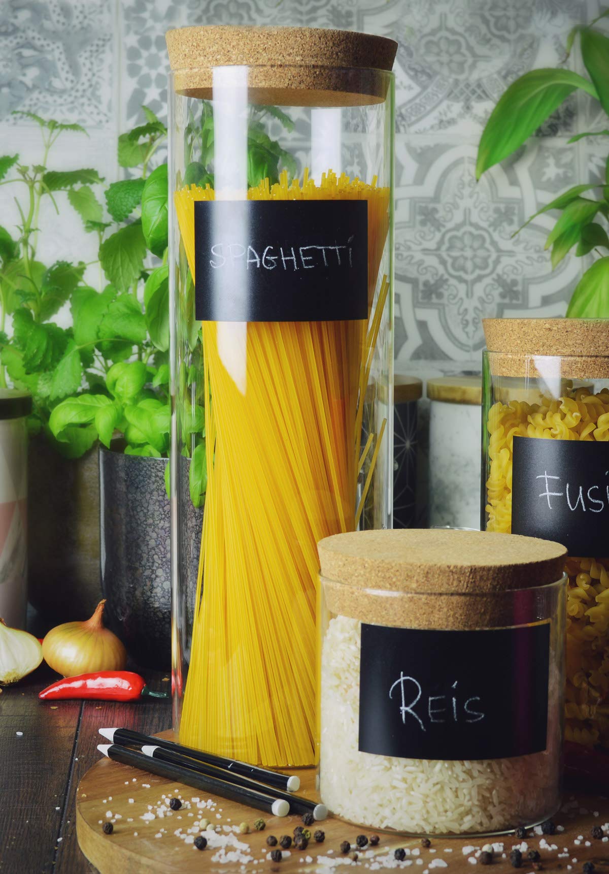 Sendez Set 6 Barattoli In Vetro Per Spezie Con Tappo In Sughero - 180 Ml Ciascuno - Ideali Per Tè, Erbe E Conservazione