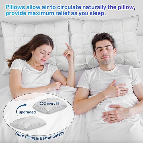 Miniatura 7 de KJJDOO Juego de 2 almohadas de cama para dormir, tamaño Queen, juego de 2 almohadas refrescantes para dormir de lado y boca abajo, relleno