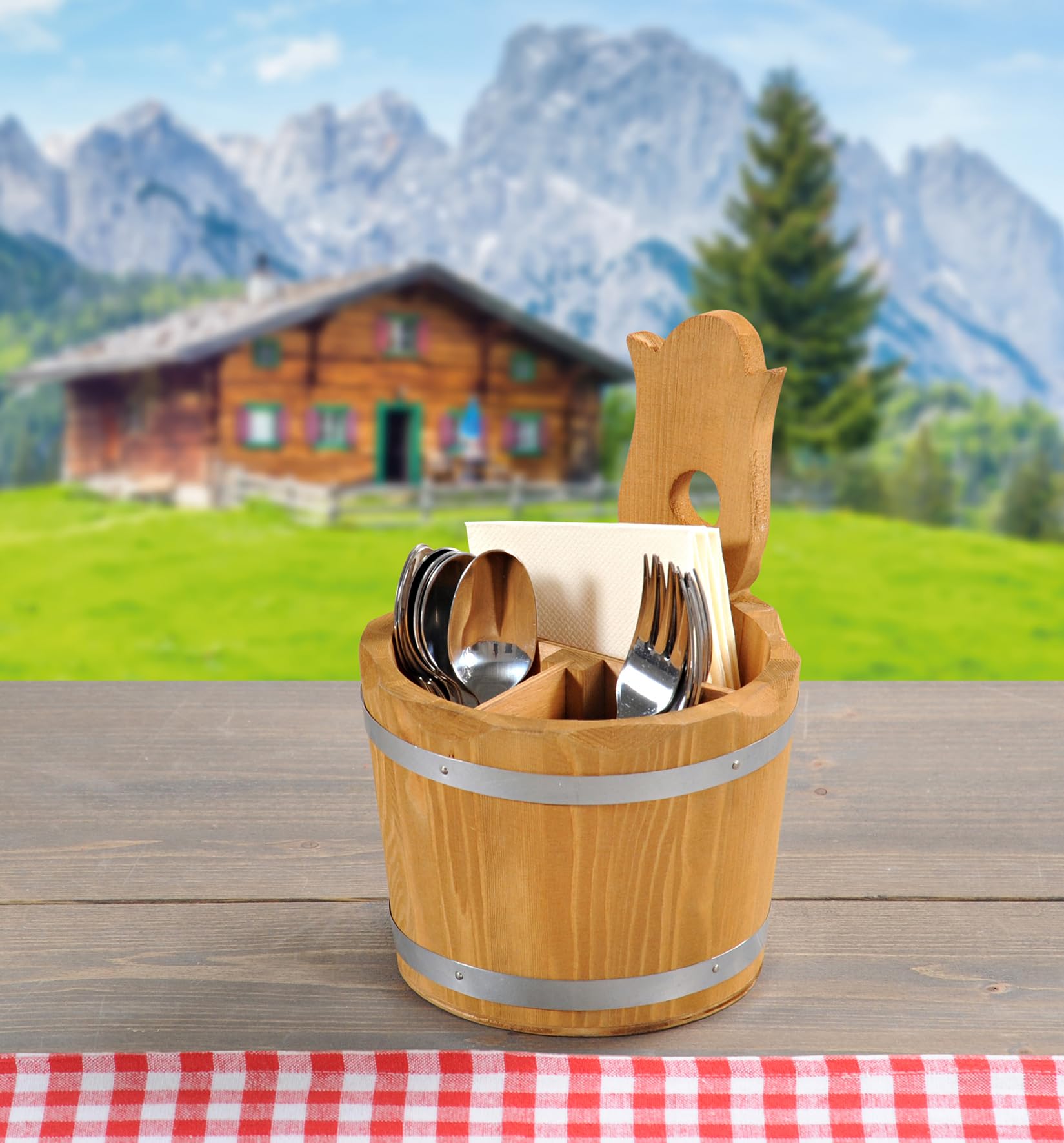 Kesper 69294 - Set di 8 contenitori per posate in legno, altezza = 20 D, 14 cm