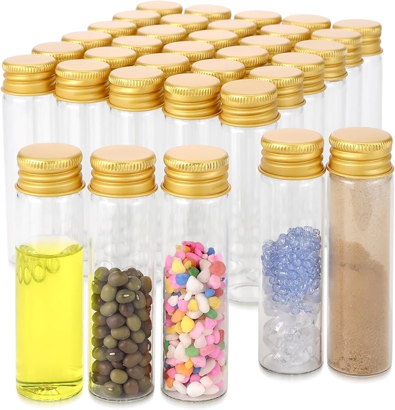 Kesell Frascos de Vidro Transparente de 20 mL com Tampas de Rosca, Pacote com 35