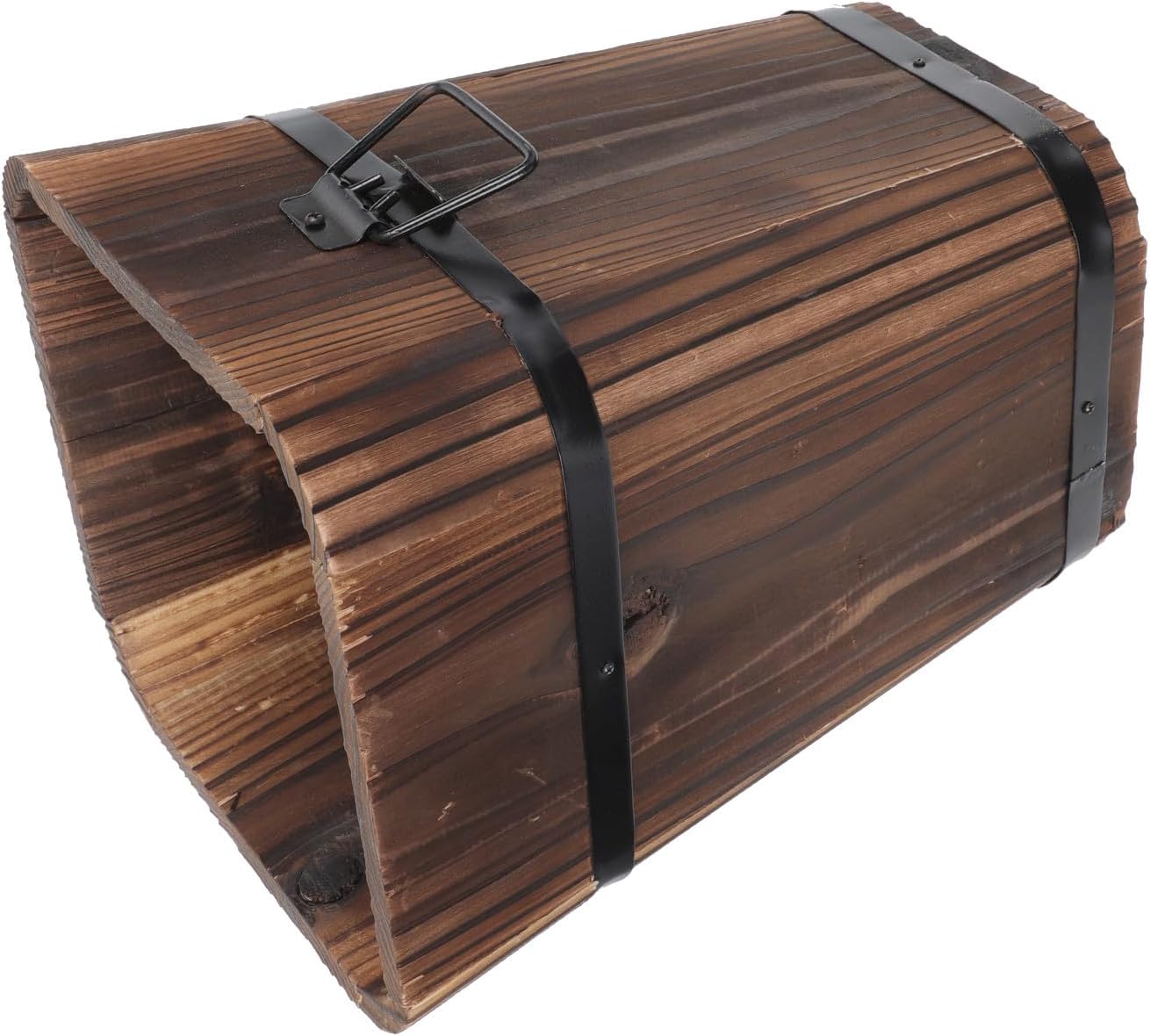 TOYANDONA Wooden Flower Pot Succulent Planter Retro Style Wood Bucket for Balcony Garden Home Decor Large Carbonized Solid Wood Barrel