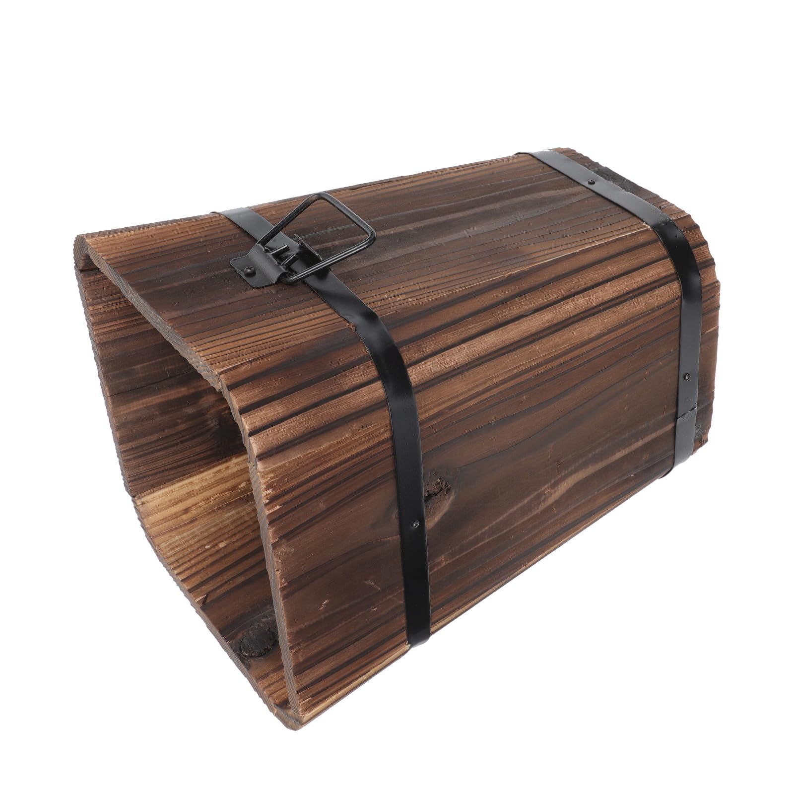Pot de fleurs en seau en bois massif carbonisé OSALADI 7003 grand format pour jardin et balcon