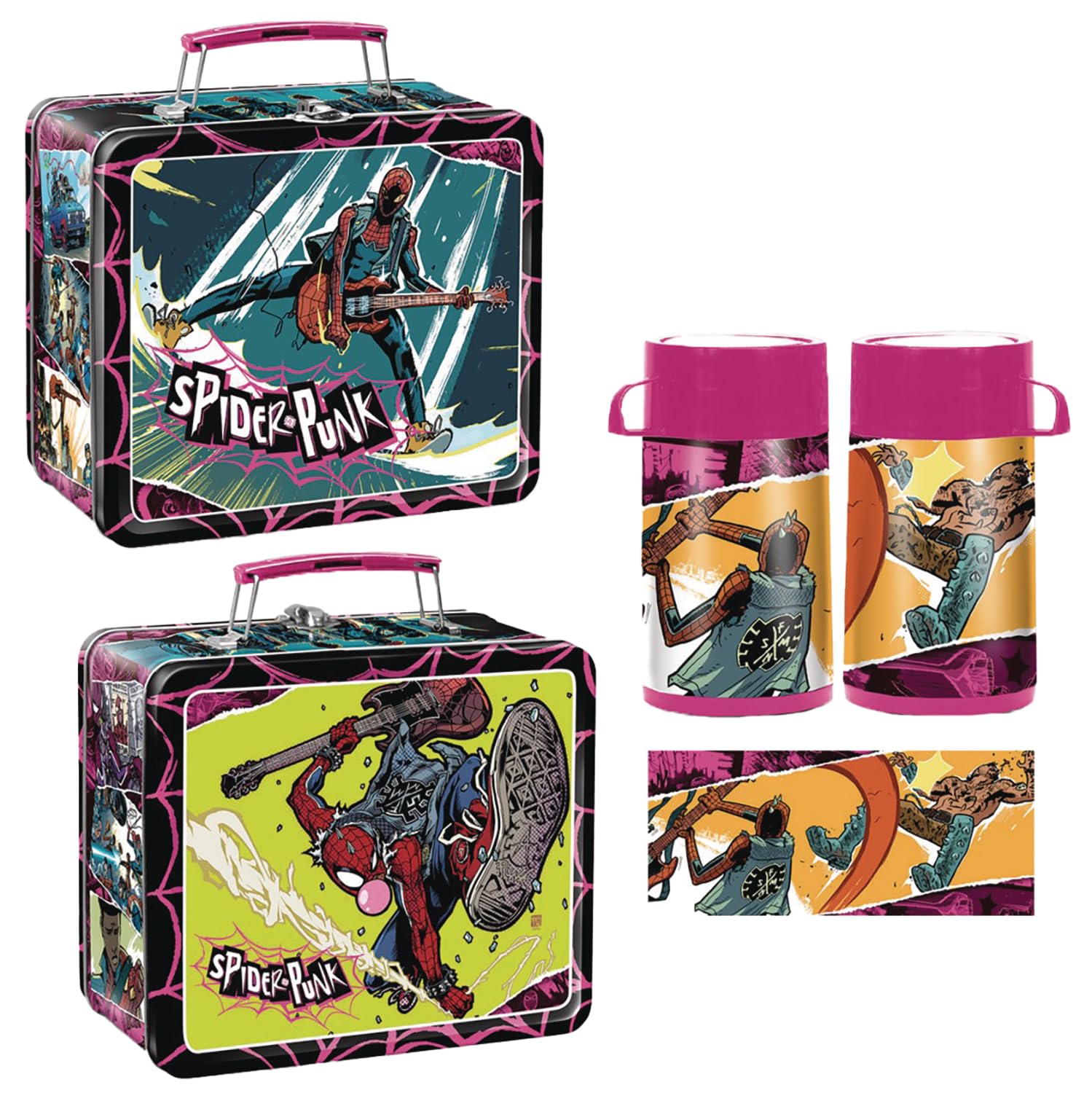Surreal Entertainment San Diego 2024 Previews Exclusive Spider-Punk Tin Titans Lunch Box with Beverage Container