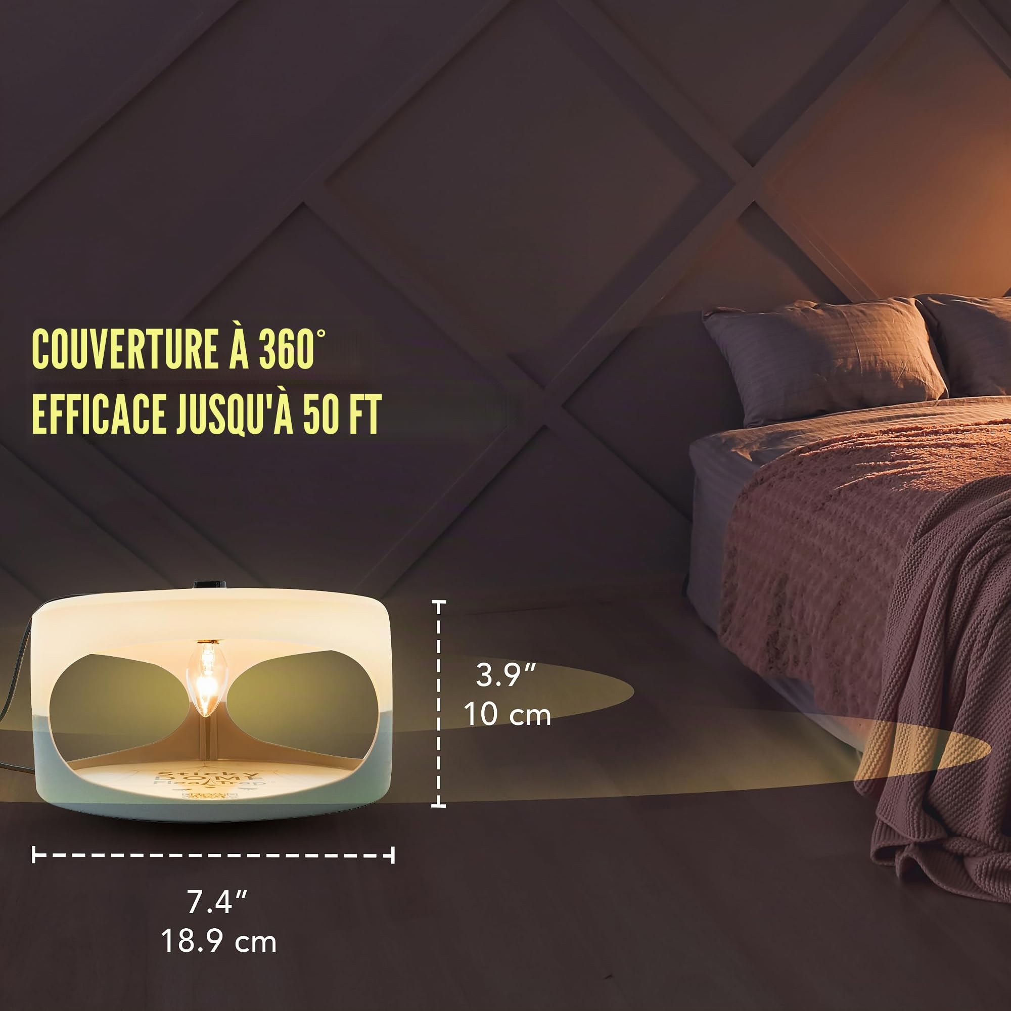 ASPECTEK Piège à Puces Lumineux Sticky Dome™ – Pack de 2 avec 4 Ampoules et 4 Disques Adhésifs, Solution Intérieure sans Insecticide pour Maison et Animaux