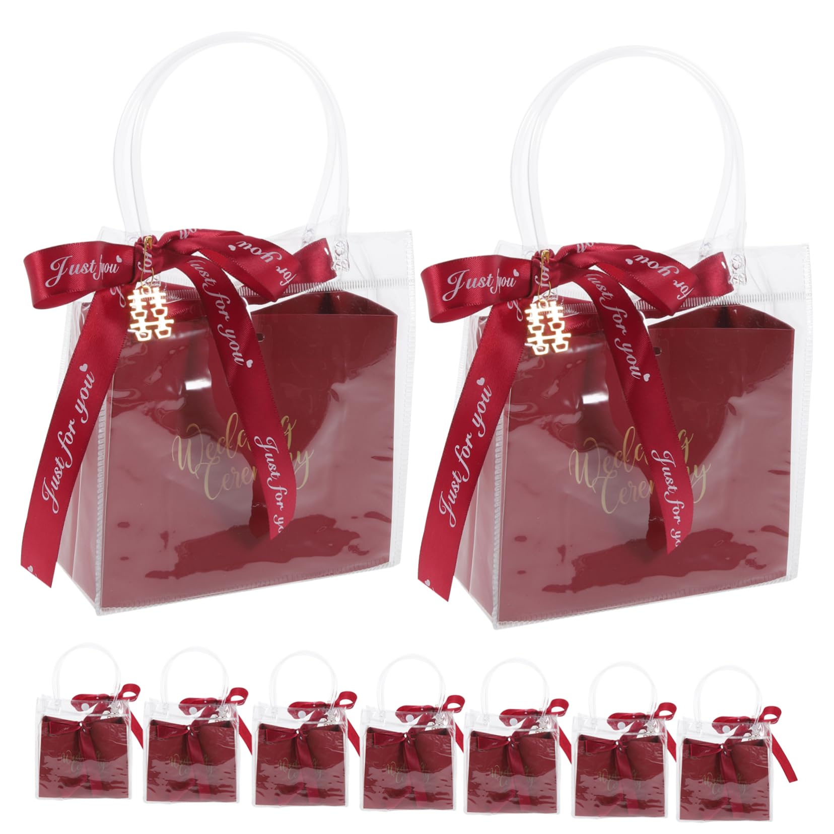 Didiseaon 10 Sacchetti Rossi Per Matrimonio Con Manici Scatole Di Caramelle Rivestite in Pvc Per Forniture Per Feste Di Matrimonio