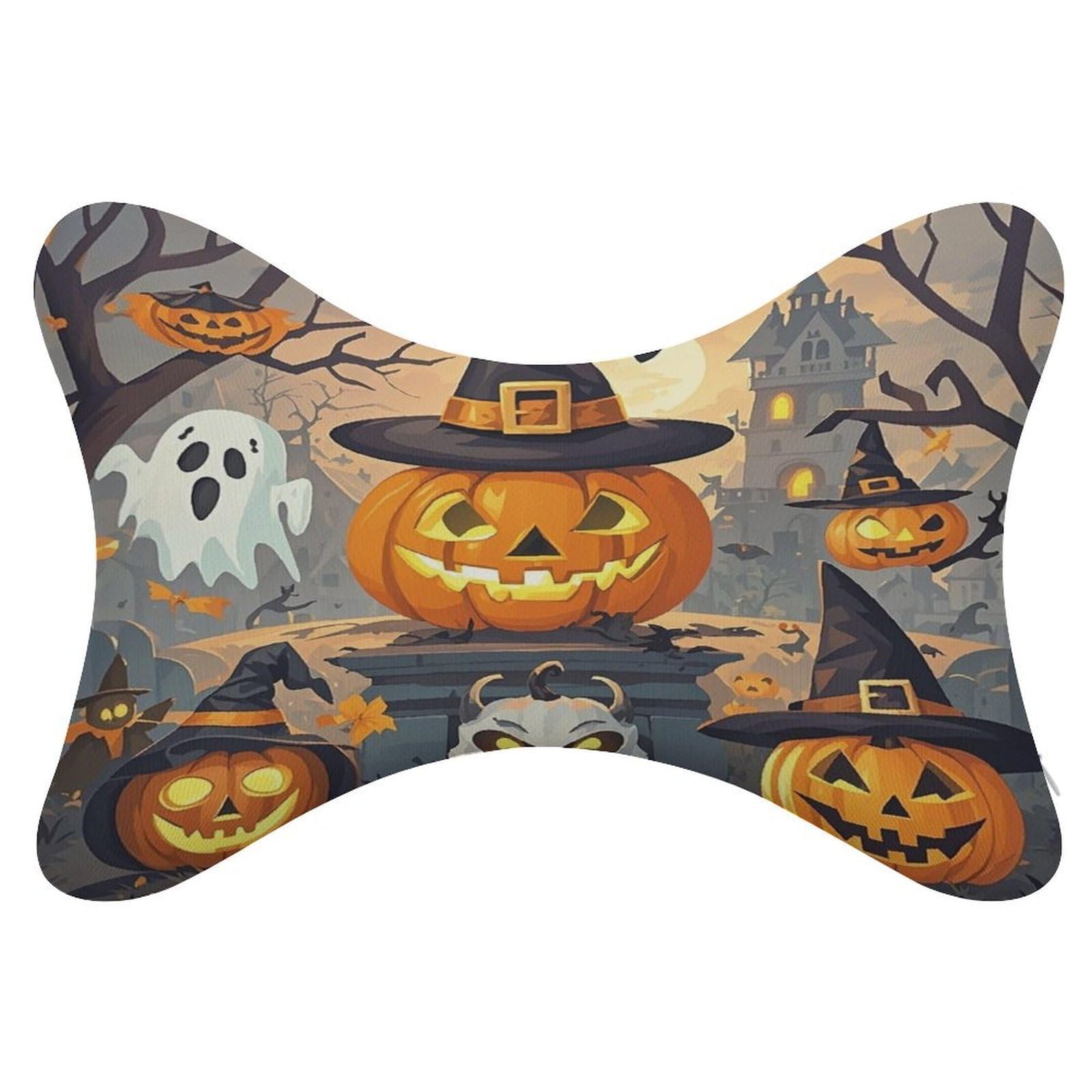 FekiLoot Halloween Pumpkins Car Headrest Set of 2,Softness Memory Foam Car Neck Pillow with Breathable Removable Cover Car Neck Support Pillow Ergonomic for Driving, Office