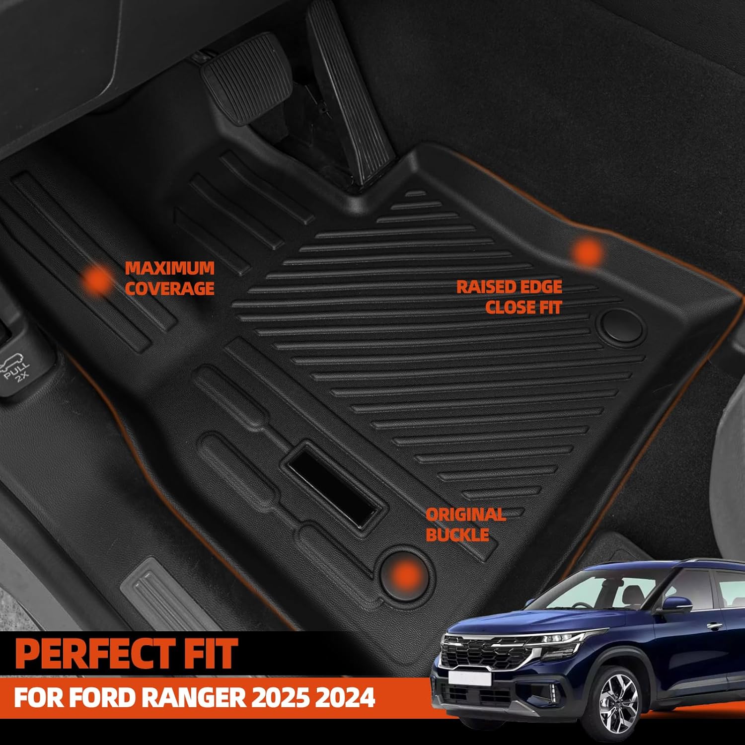 All Weather Floor Mats Fit for Kia Seltos 2024 2025 2026 Floor Mats & Trunk Mat & Backrest Mat Replacement for Kia Seltos Accessories Anti-Slip Floor Liner - Image 2