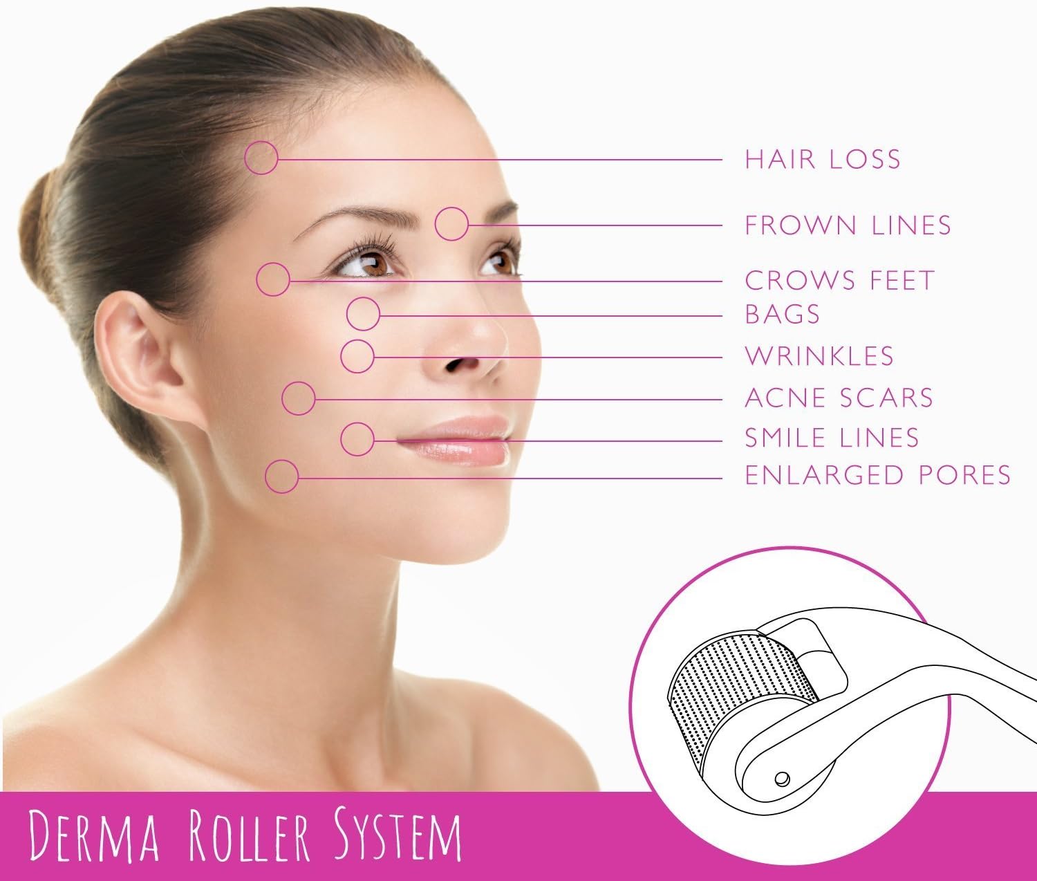 Derma Roller System by Natura Primme® Titanium Micro Needle Skin Roller: 1.0 mm 540 Needles | Skin Care Treatment For Wrinkles, Fine Lines, Blackheads, Acne, Scars, Enlarged Pores, Cellulite and Stretch Marks | For Face, Scalp, Neck and Body