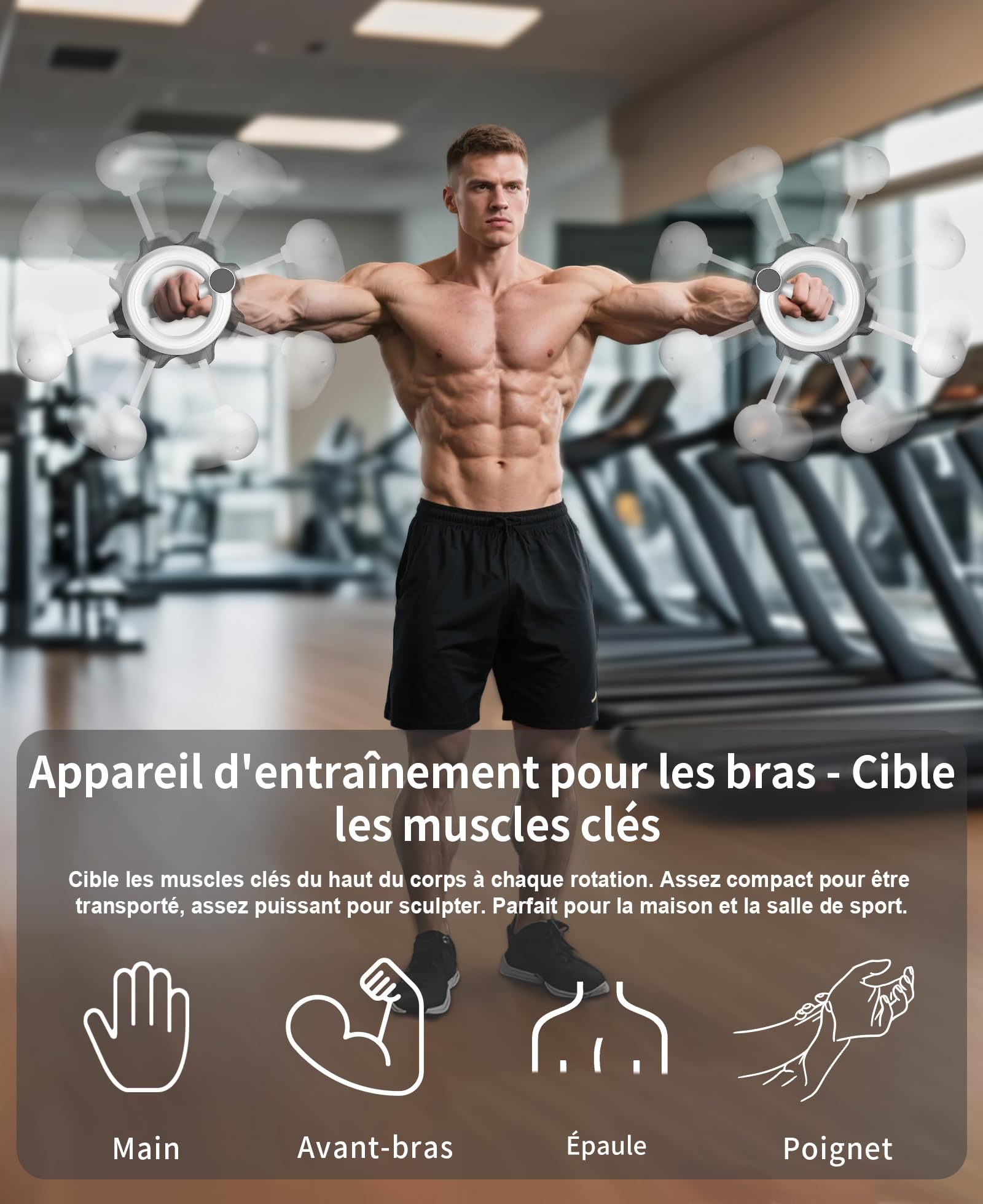 Entraîneur Bras 360° Avec Rotation - Avant-bras Et épaules - 3 Modes - KINDLUME - Maison Ou Salle
