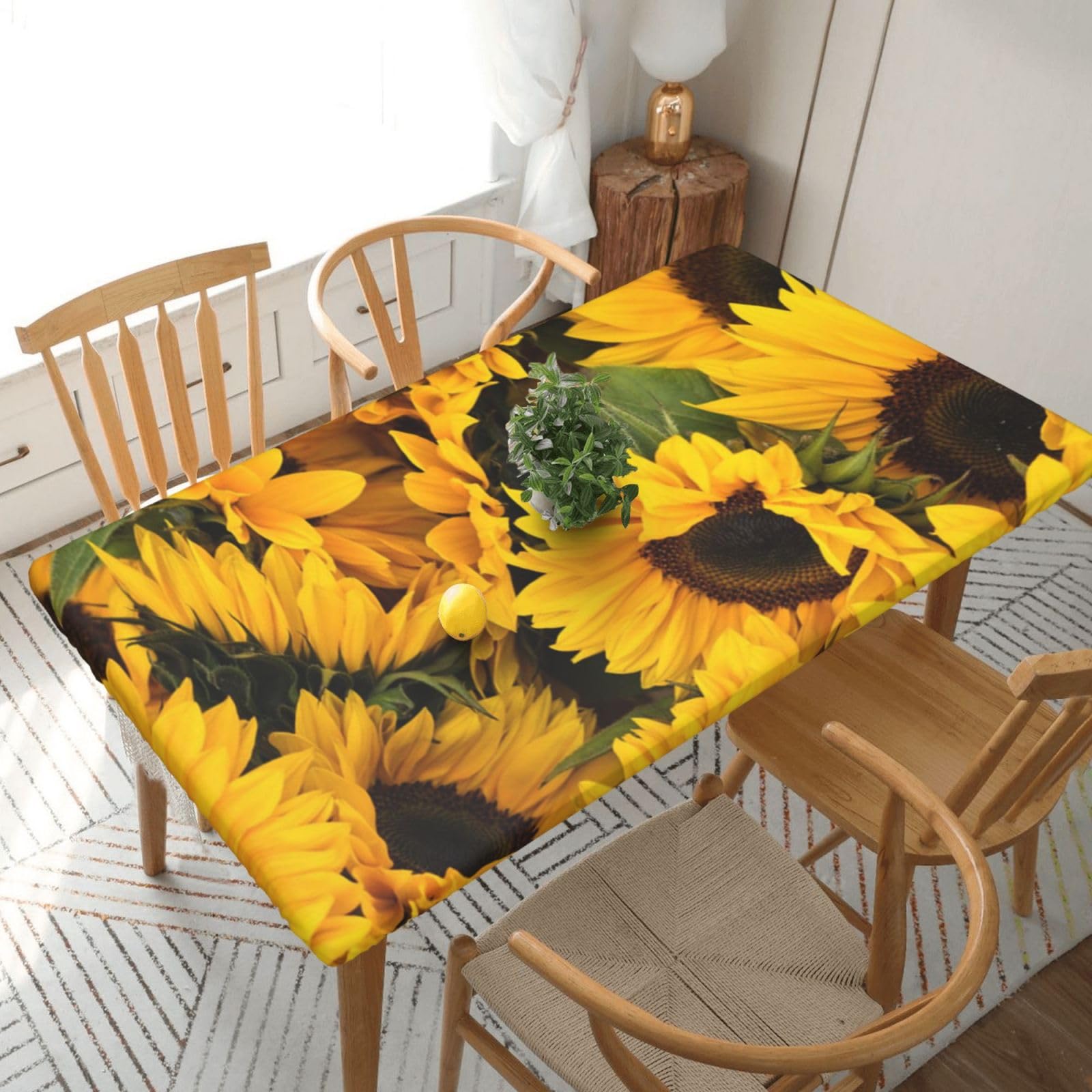 BNVSADC Sunflower Printed 5FT Tablecloth Polyester Kitchen Water Resistant Table Cloth Dining Table Decoration Table Covers, 152x76 CM
