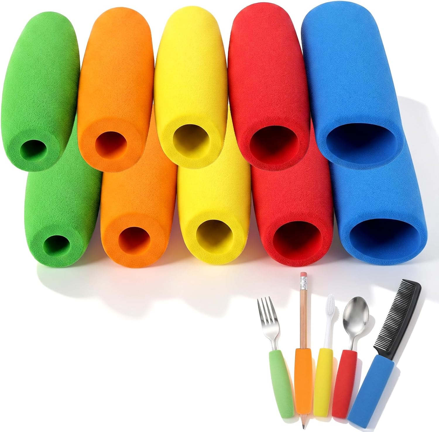 10 Pcs Adaptive Utensils for Elderly Foam Grip Tubing Utensils Adaptive Equipment