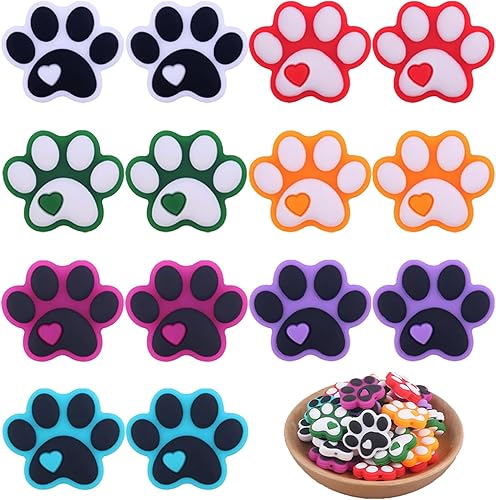 14 cuentas focales de silicona para bolígrafos, llaveros y más, 0.98 x 1.18 pulgadas, 3D cóncavo-convexo, sin BPA, con forma de perro gato, cuentas
