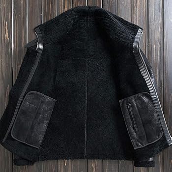 Denny&Dora Mens B3 Shearling Jacket Short Fur Coat Detachable