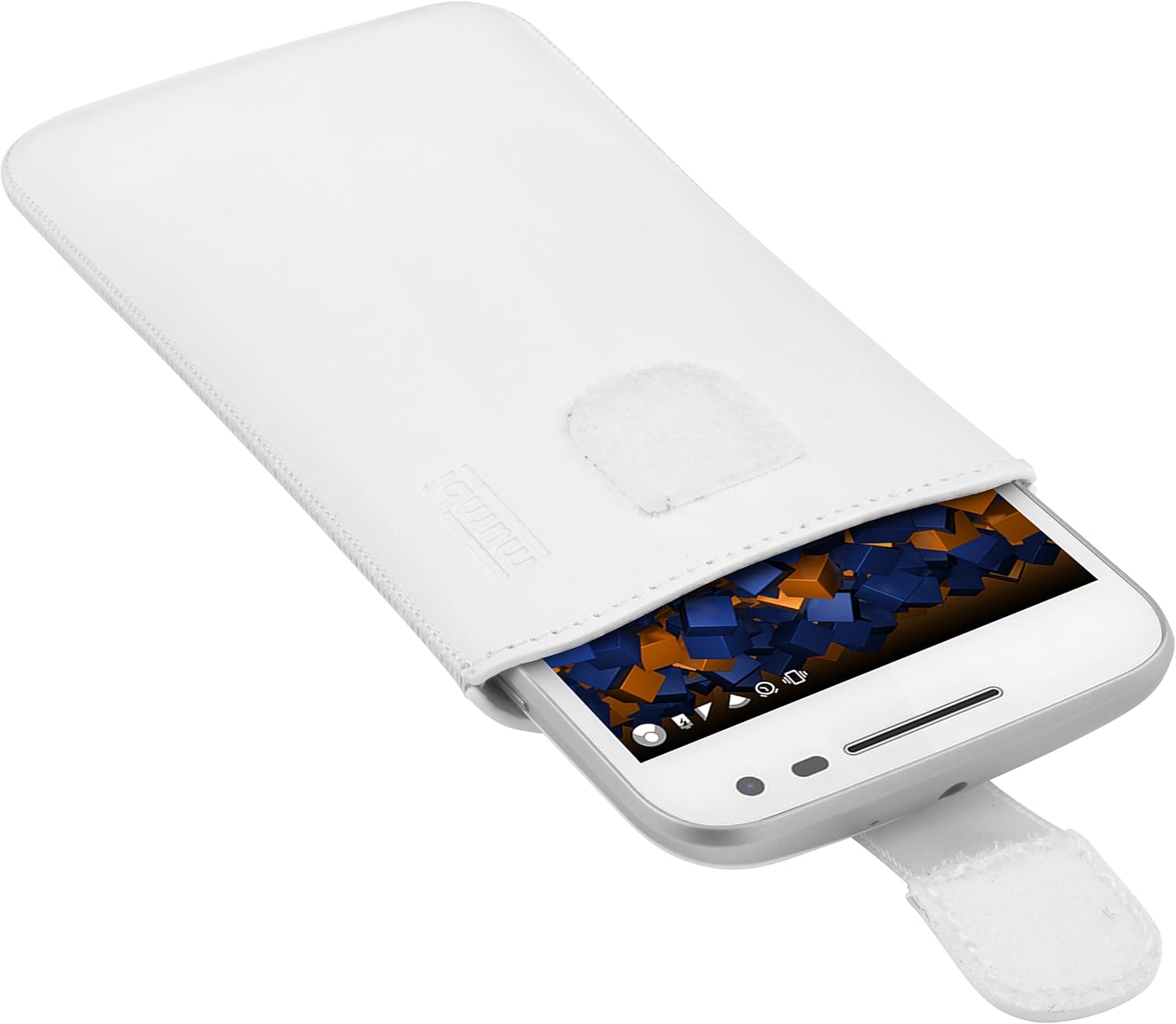 mumbi Real Leather Pouch Case with Flap and Pull-Up Strap for Motorola Moto G (3rd Generation)