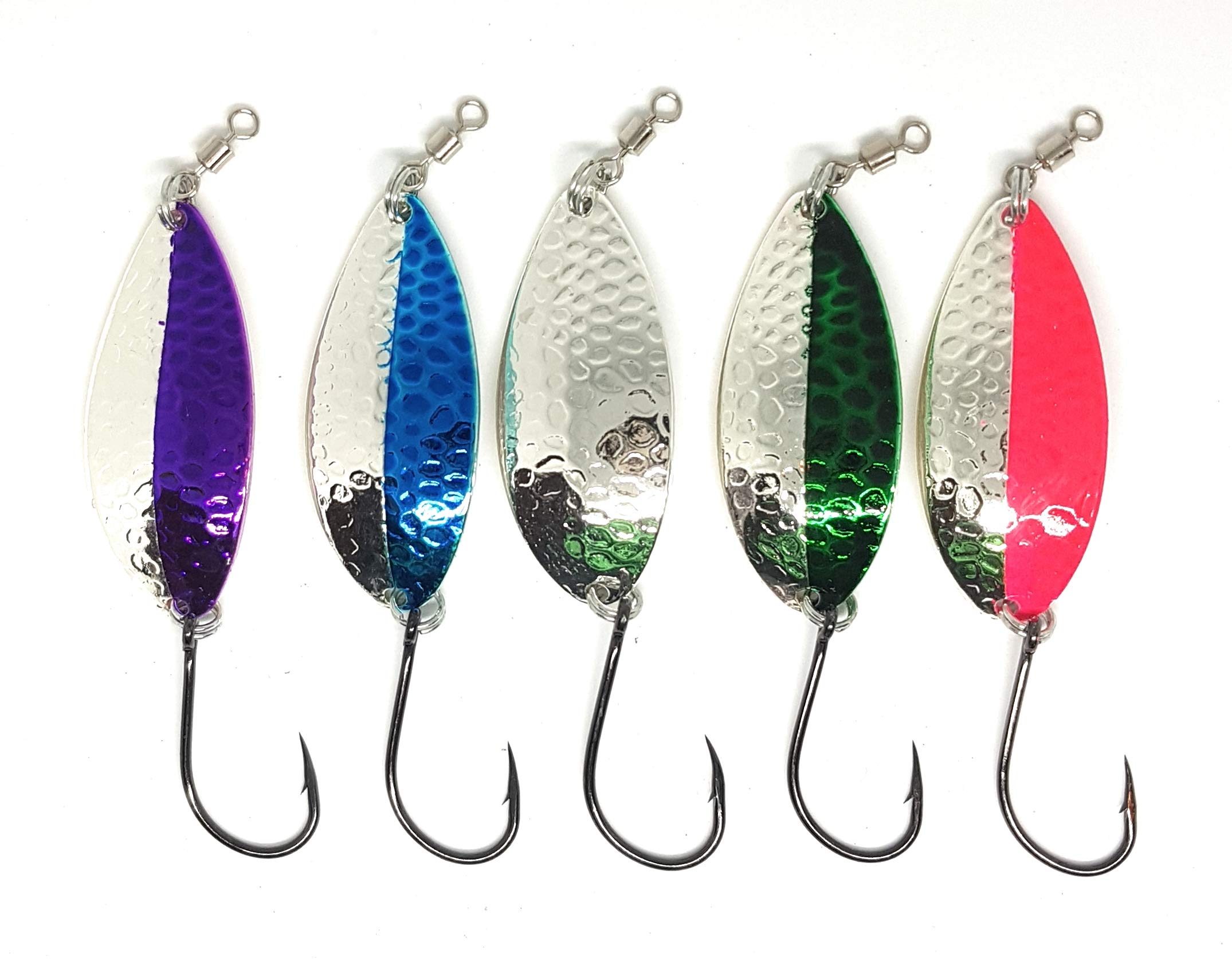 Chrome Candy Fishing Spoons (Blue, Purple, Silver, Green, Pink, 5/8oz)