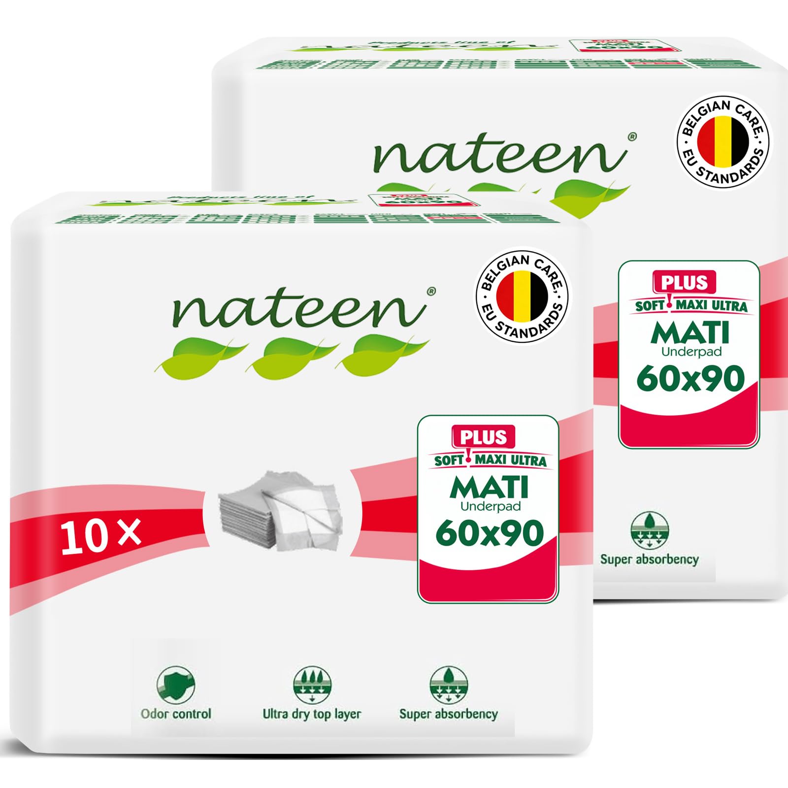 Nateen Disposable Underpads, 60 x 90 cm, 20 Pcs Incontinence Pads,Diaper Changing Mats for Baby,High Absorbency Bed Pads,Mattress Protector Pads.