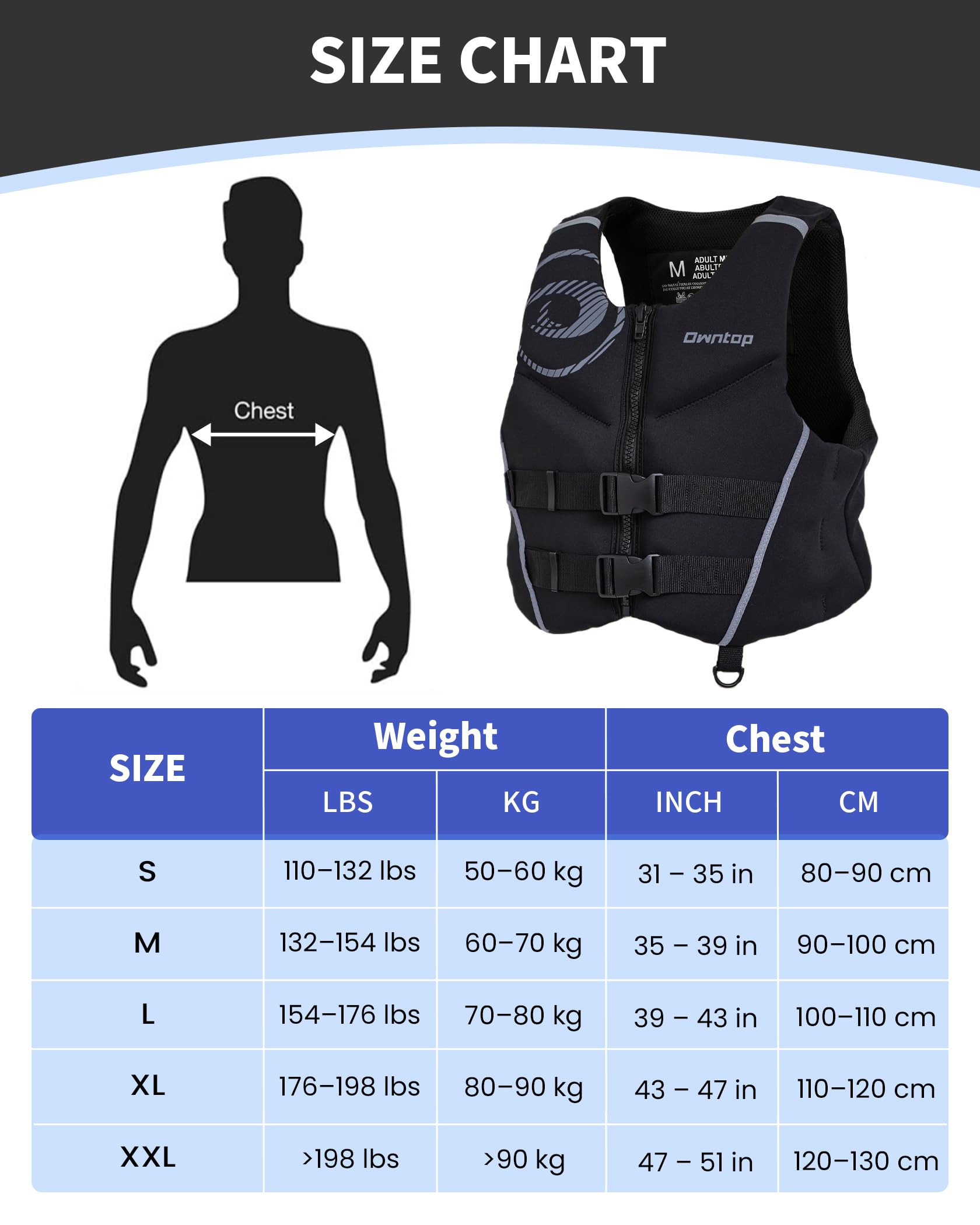 Owntop Adult Buoyancy Aid | Lightweight Neoprene Floating Vest | Foldable Sports Vest with Double Safety Straps for Kayaking, Canoeing, Fishing and Paddleboarding - 3
