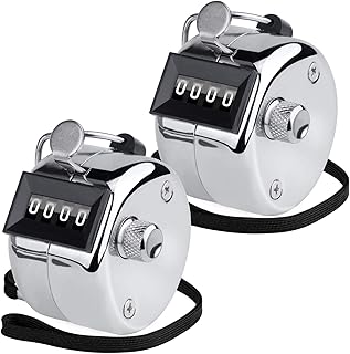 KTRIO Hand Tally Counter 4 Digital Count Clicker Counter, Metal Mechanical Counters Clickers Finger Counter for Coaching, Golf Scoring, Knitting Row, People, Sliver