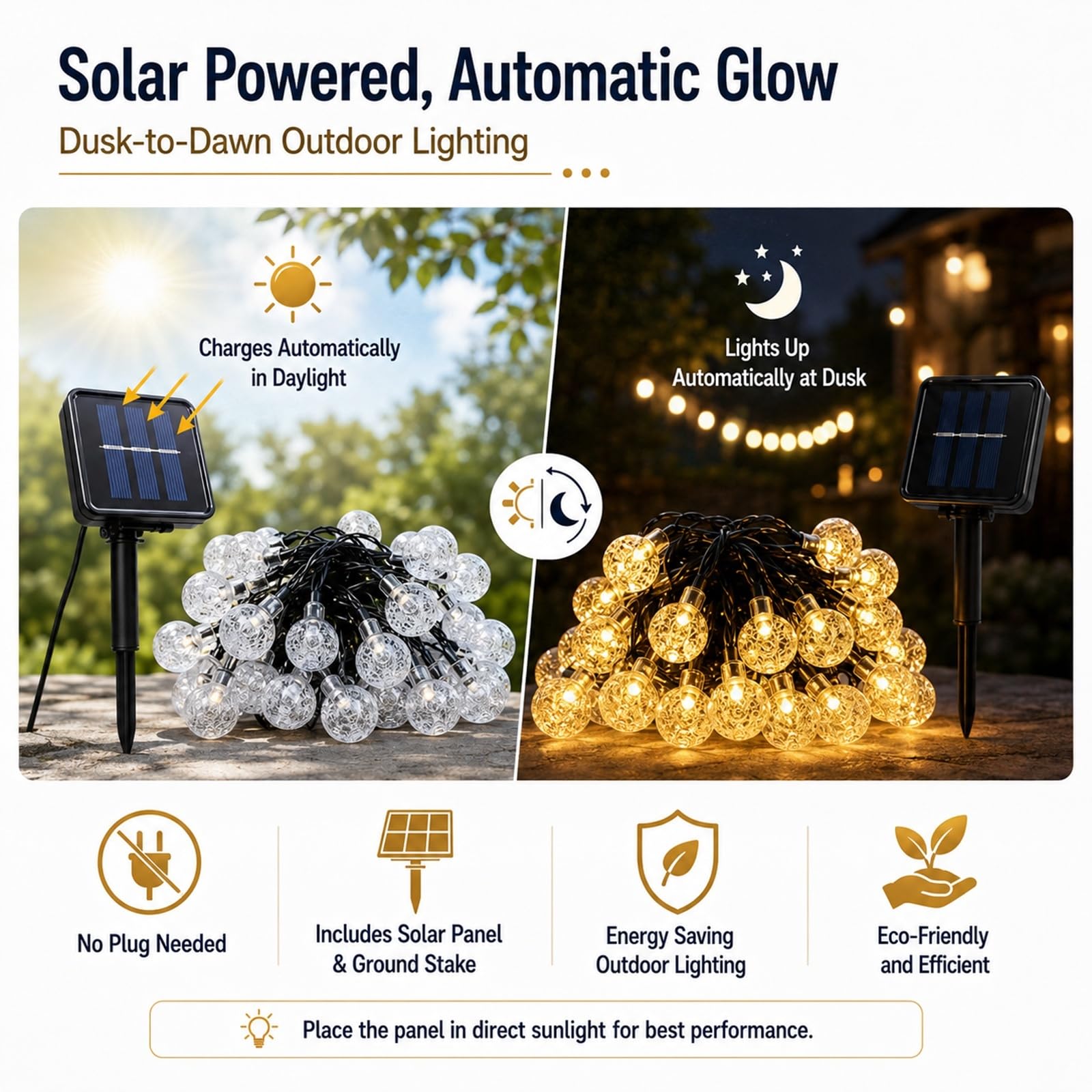 Hiseng Catena Luminosa Esterna Solare, Luci Solari Esterno da Giardino a Bolle LED, Sfera a Bolle da 2,3 cm, Lampade Solari Impermeabili per Campeggio, Terrazzo, Balcone (Bianco,22m 200LED)