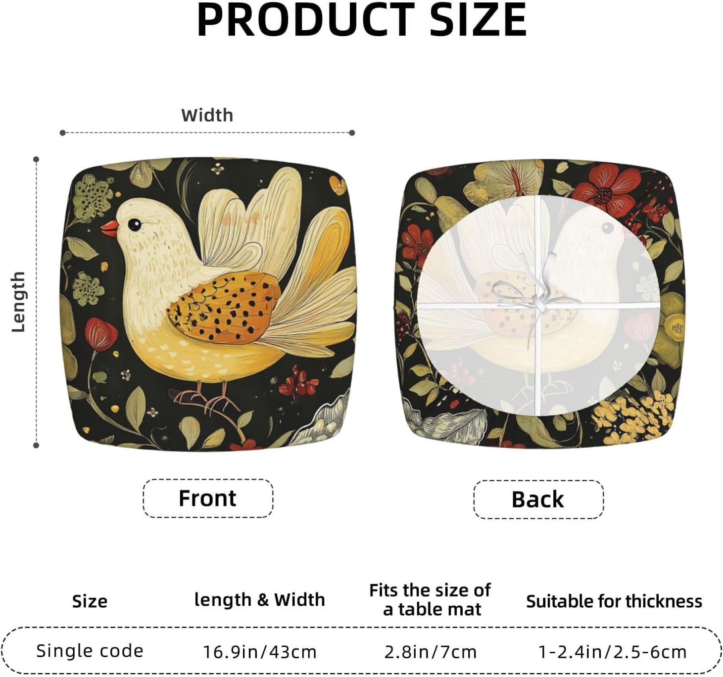 Yellow Leaves Chicken Print Square Cushion Covers 6 Pcs Set Elastic Non-Slip Seat Cushion Slipcovers Pet Furniture Protectors for Chair, Sofa
