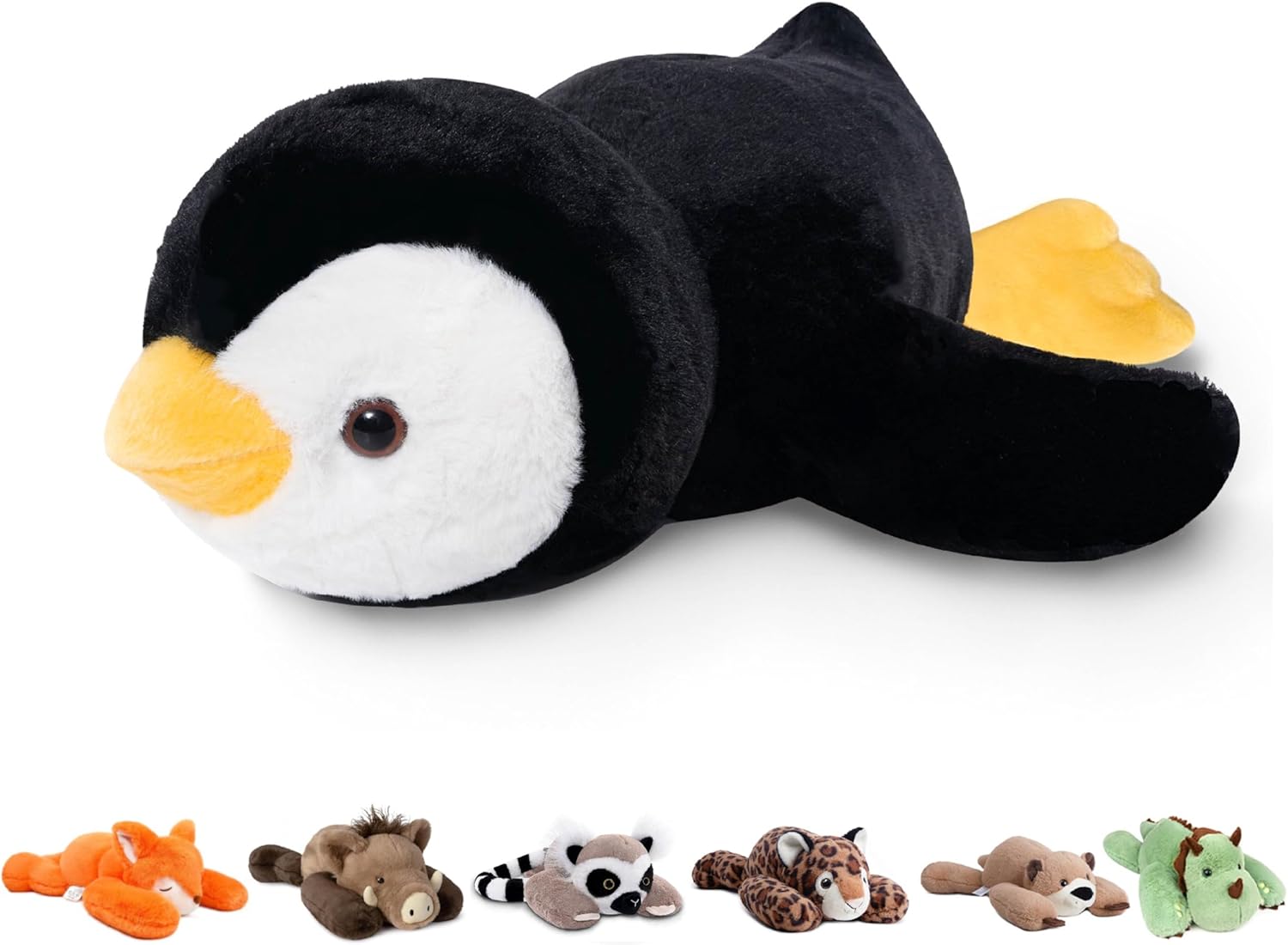 Niuniu Daddy Penguin Weighted Stuffed Animals for Kids & Adults, 20" | 3.3lb Large Weighted Plushies Pillow for Sleeping and Calming, Cute Lying Plush Toy Huggable Gift for Everyday Comfort