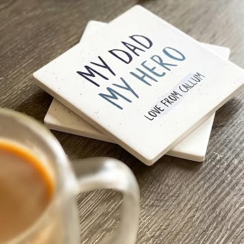 Personalized CeramicCoaster Custom My DAD My Hero Drink Holder, Square/Round/Hexagon Shape Ceramic Coaster Customized Ceramic Coasters