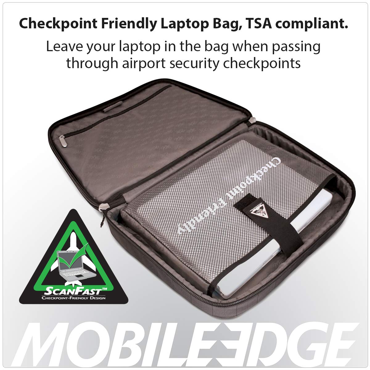 Mobile Edge Women's Onyx, Checkpoint Friendly Laptop Briefcase 16 Inch PC, 17 Inch Compatible with Macbook, Business, Travel, Black