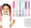 Vibrant Hair Extensions for Girls, Braiding Hair Accessories, 12 Colourful Pieces