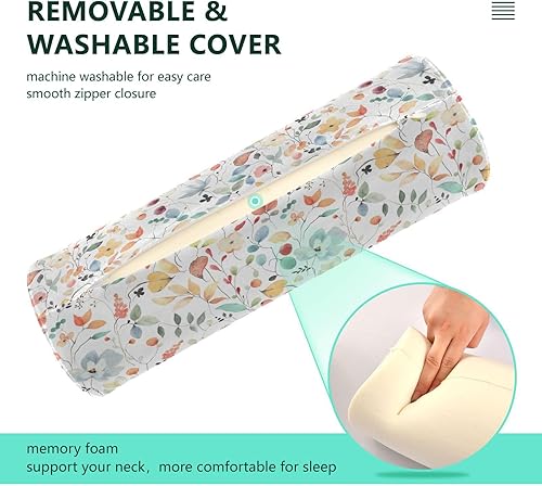 Miniatura 5 de linqin Coloridas flores florales almohada de almohada para el cuello del sofá almohada almohada redonda larga almohada almohada rodillo coche cuello