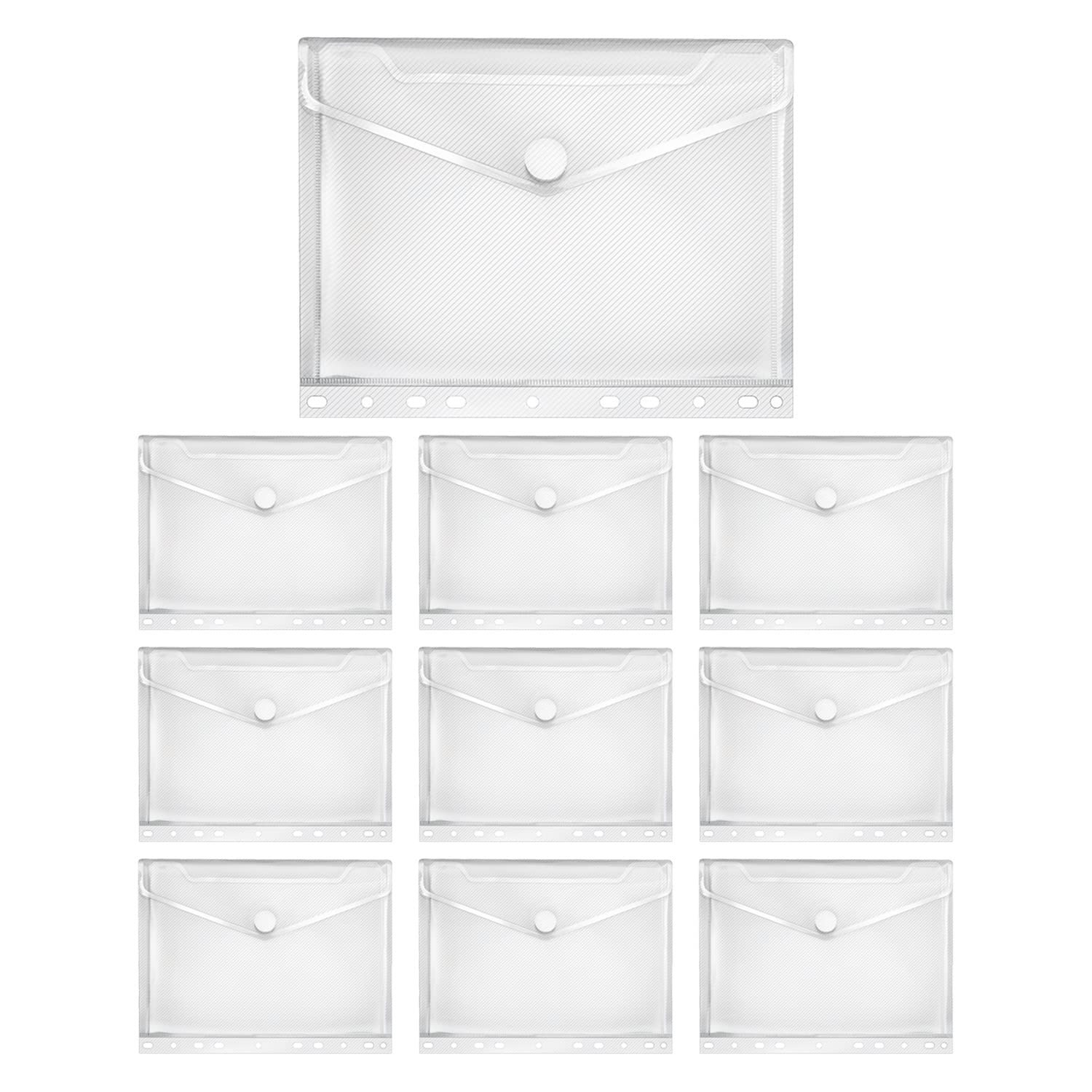 VELOFLEX A534510 Document Wallet Crystal, Pack of 10, DIN A5, Document Wallet with Velcro Fastening, Polypropylene, Transparent
