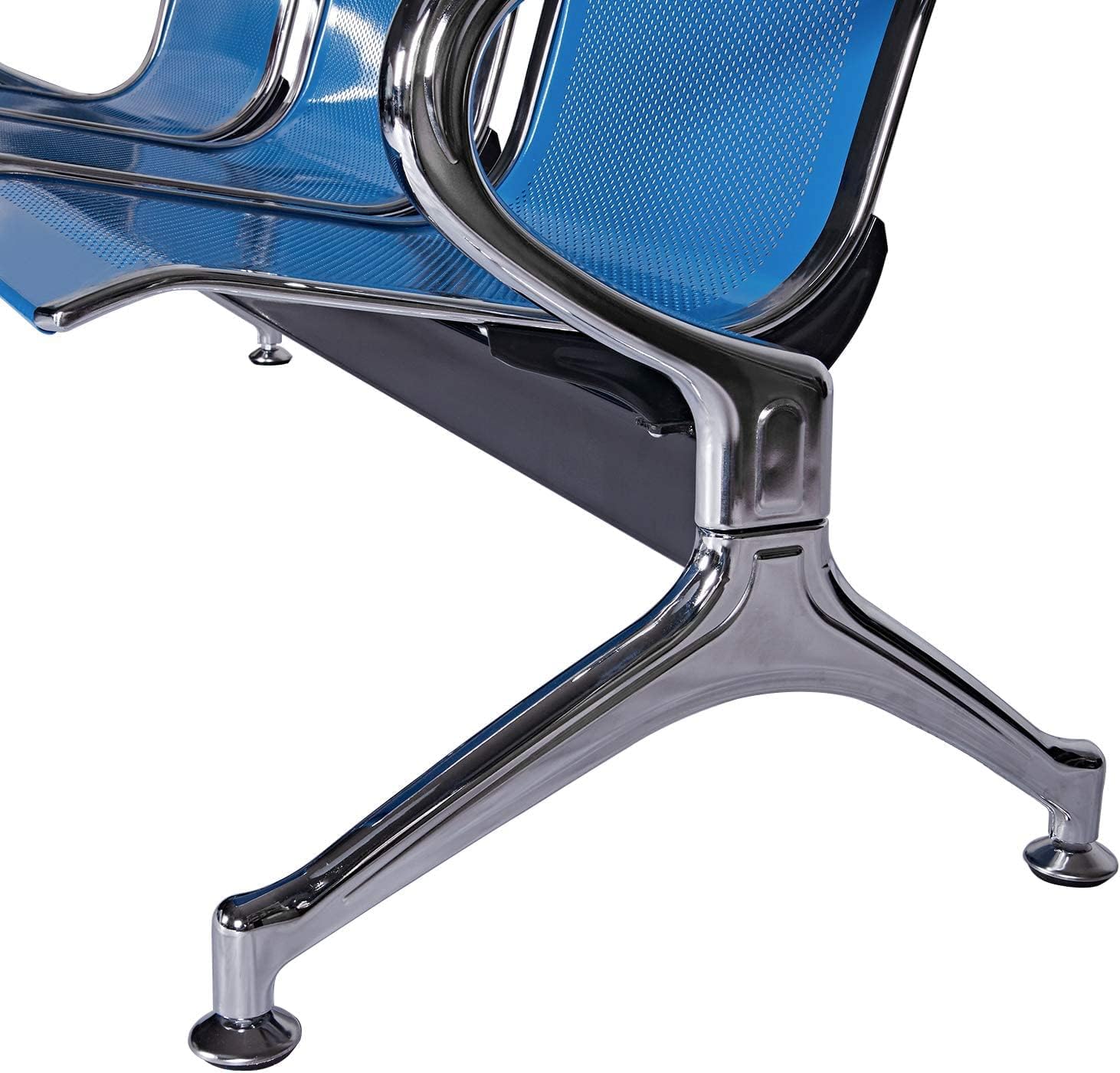 Waiting Room Guest Chair 3 Seat, Airport Reception Chairs with Arms Reception Bench Seat Guest Salon Bench for Business,Office,Hospital, Market (Blue)