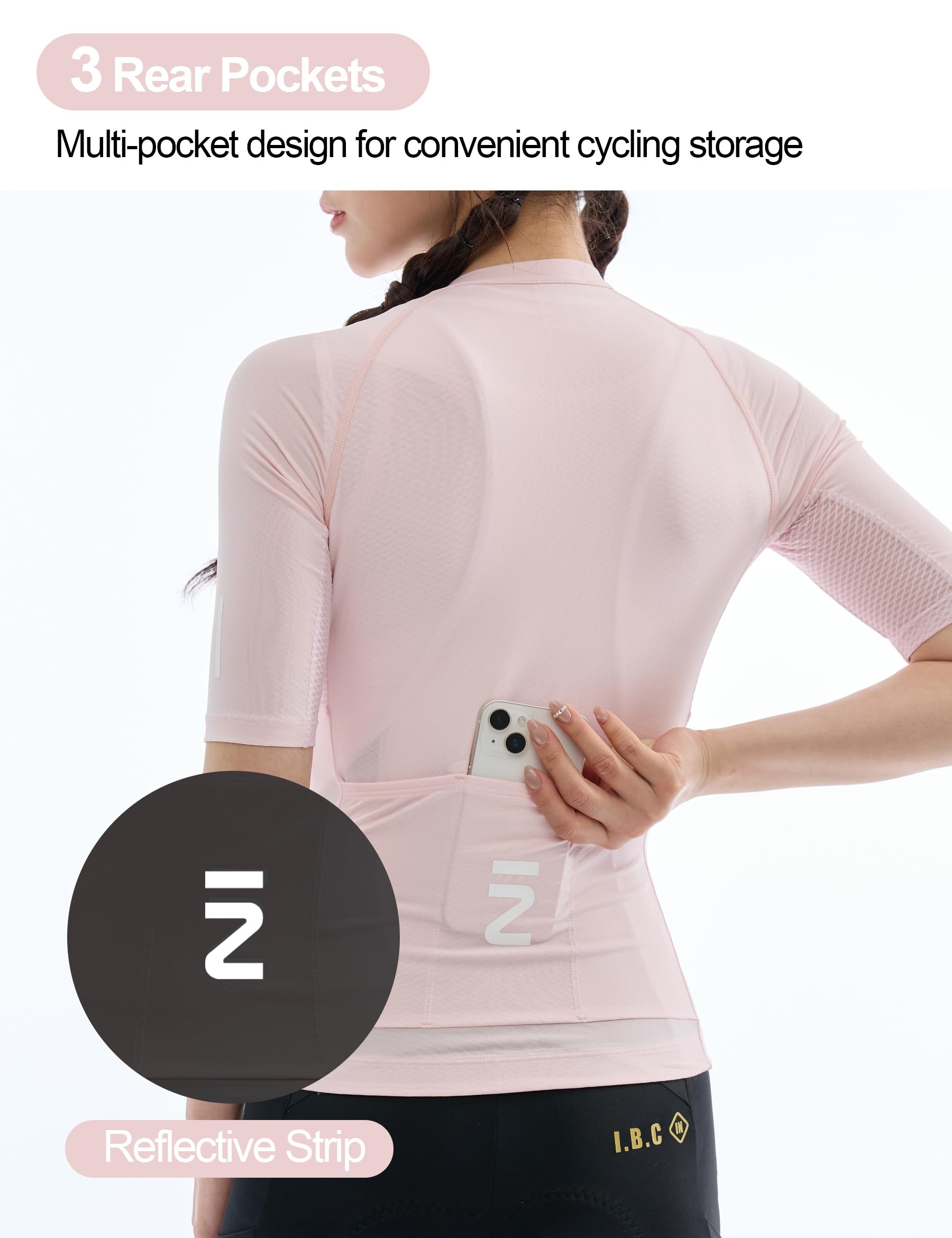 INBIKE Maillot Cyclisme Femme Haut Vélo Respirant 3 Poches Arrière Séchage Rapide