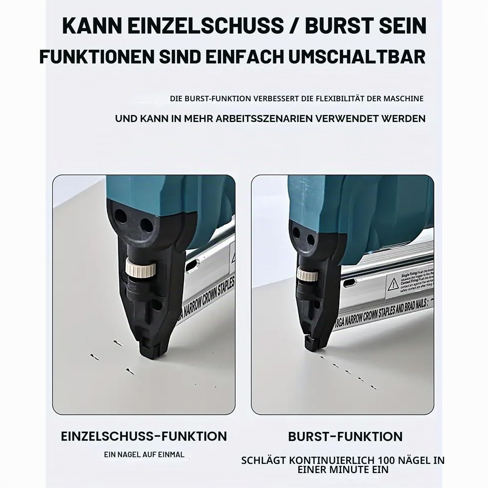Kabellose Nagelpistole für Makita 18 V Akku, 2-in-1 elektrische Heftpistole, 5,1 cm Nagler für Polster und Holzbearbeitung, nur Werkzeug