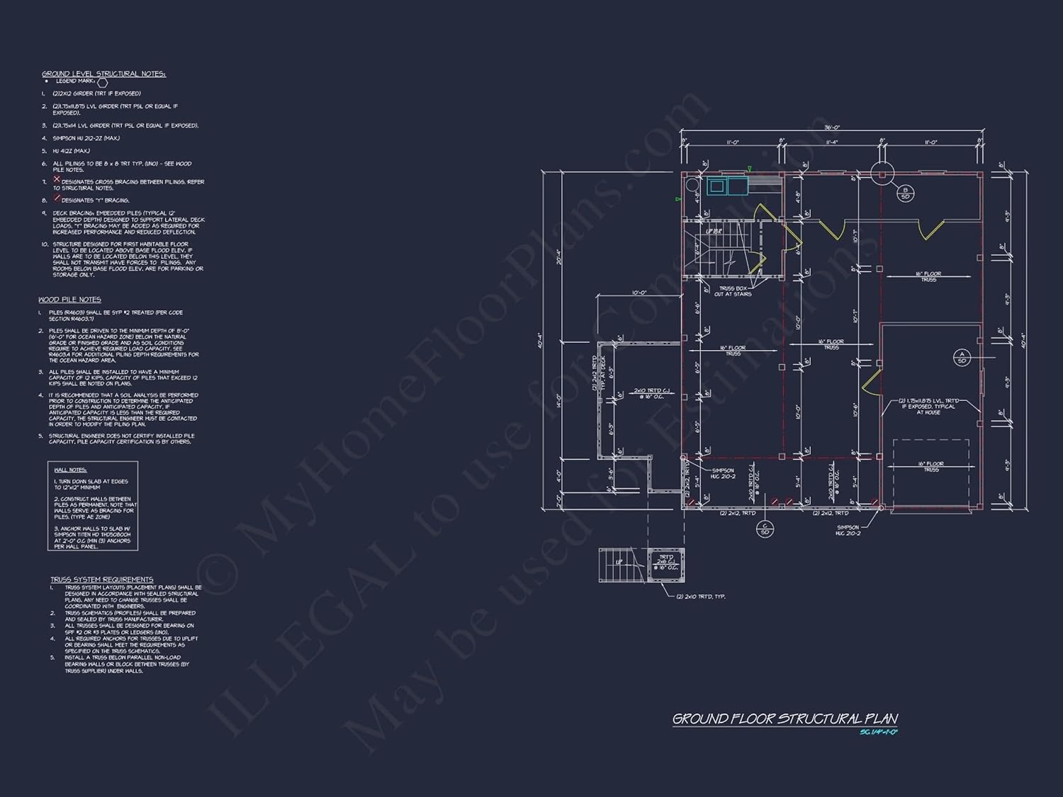 17-1505 House Plan - Coastal House Plan - 3-Bed, 2-Bath, 2400 SF