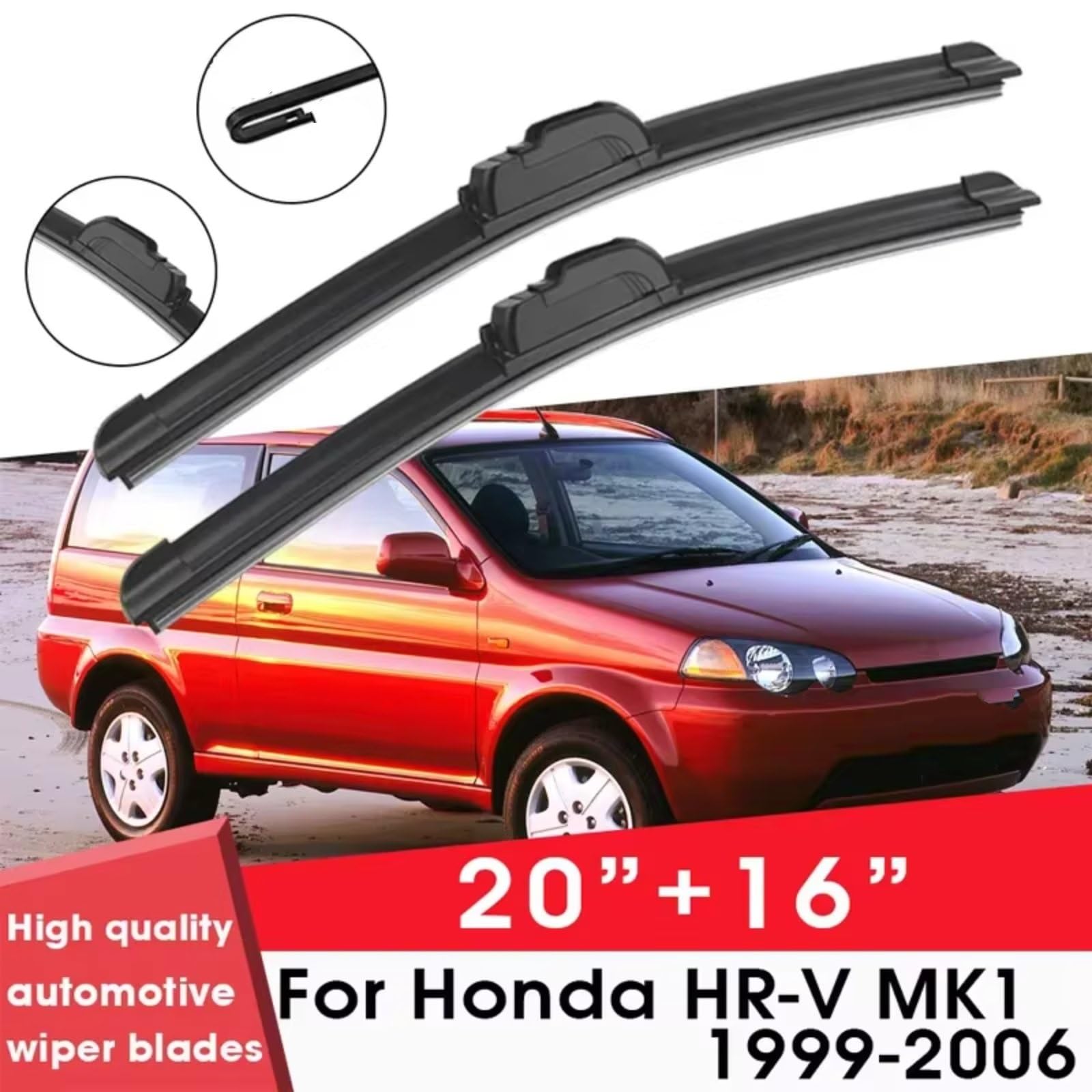 Kit Tergicristallo Compatibile Con HR-V Per MK1 1999 2000 2001 2002 2003 2004 2005 2006 20"+16" Parabrezza Tergicristalli Per Auto In Gomma Naturale Accessori Per Tergicristalli