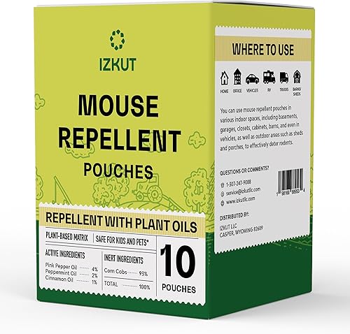 Miniatura 8 de Bolsas repelentes de ratones repelente de ratones, repelente natural de roedores, repelente de ratones con aceite de menta, bolsas eliminadoras de