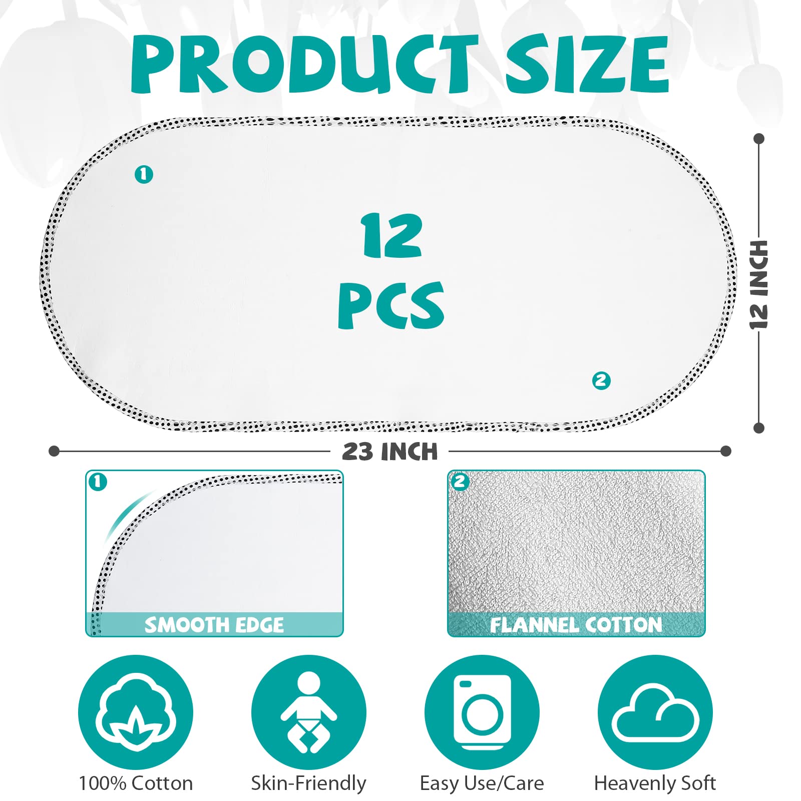 Paquete de 12 forros de cambiador impermeables para bebé, cambiador portátil de franela suave de algodón para cambiar, reutilizables para niños y niñas