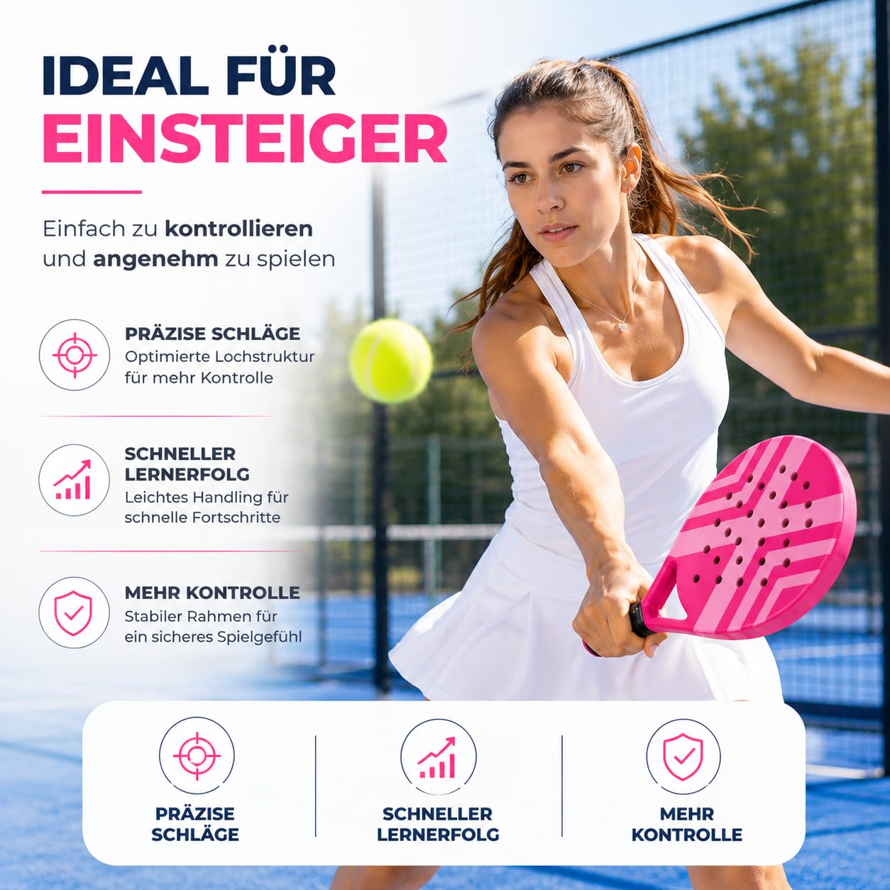 Padel Schläger Erwachsene Profi Racket Padelschläger Set mit Meshtasche Tennis Schläger für Anfänger & Fortgeschrittene