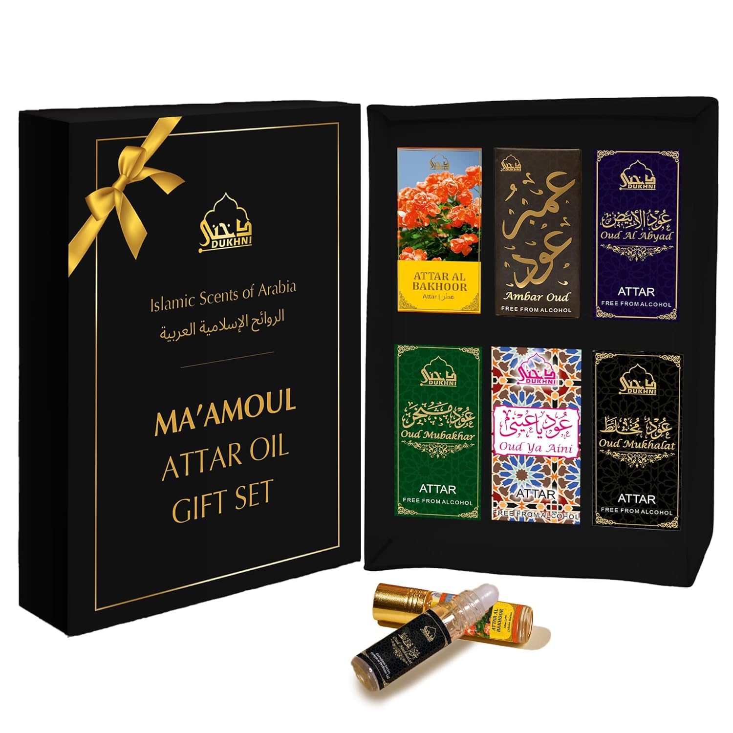 Attar Oil Set Arab Perfume Oils For Men And Women|6 Assorted Scents X 6Ml|Arabian Oud Oil Fragrances|Sampler Gift Set, Non Alcoholic & Vegan Islamic Scents