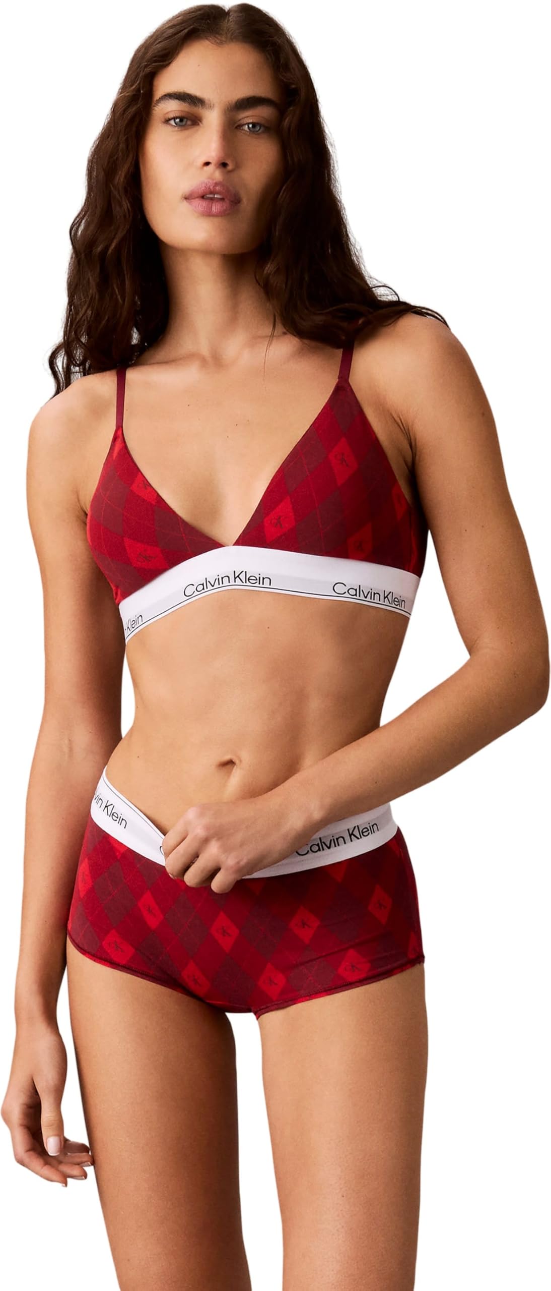 Calvin Klein Damen Leicht gefüttert Triangle Lv00Qf8498, Triangle, Argyle 25 Small Established Red, XS