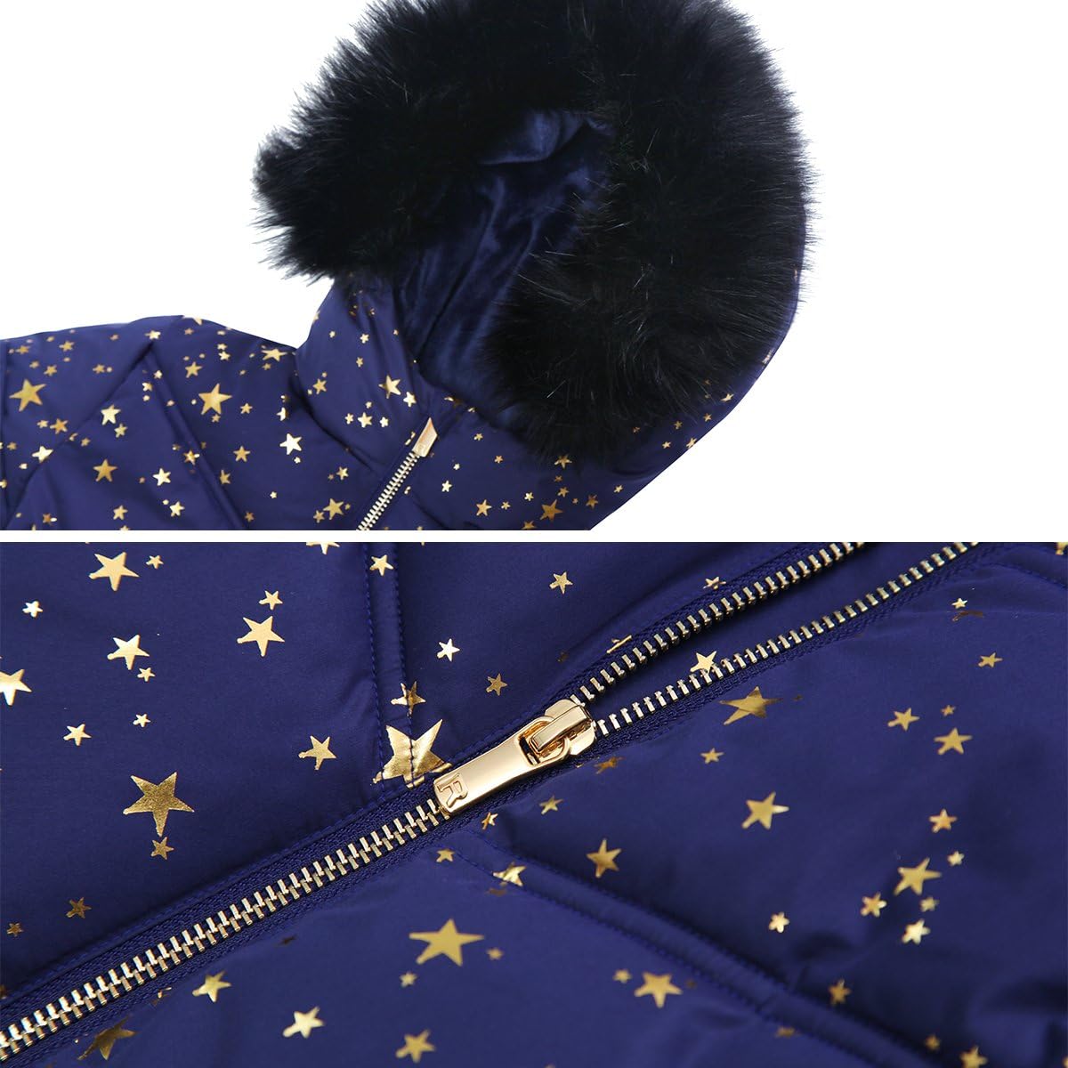 Rokka&Rolla Girls' Heavyweight Puffer Jacket Quilted Winter Coat with Hooded Faux Fur - Image 5